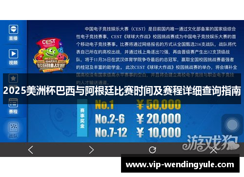 2025美洲杯巴西与阿根廷比赛时间及赛程详细查询指南