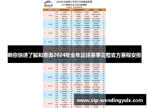 教你快速了解和查询2024年全年足球赛事完整官方赛程安排